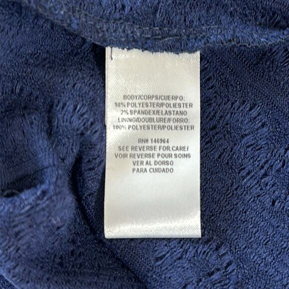 Julia Jordan Sweetheart Neck Long Sleeve Knit Dress Navy Blue Textured Size 14 - Picture 16 of 16